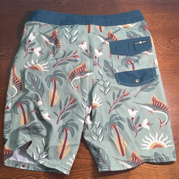 Salty Crew swim trunks size 28”, but logo on shorts is messed up. - Picture 3 of 4